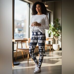 (XLUSION) Dallas Christmas Leggings - Gray and Blue